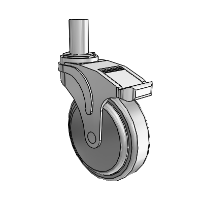 Next Generation Round Stem Swivel Caster with 5 x 1.25 QuikStart Wheel and Total Lock Brake