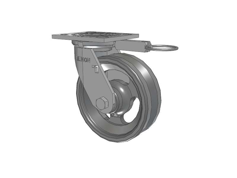 16 Series Top Plate Swivel Caster with 6 x 2 Silver Enamel Paint VG - Cast Iron V-Groove Wheel