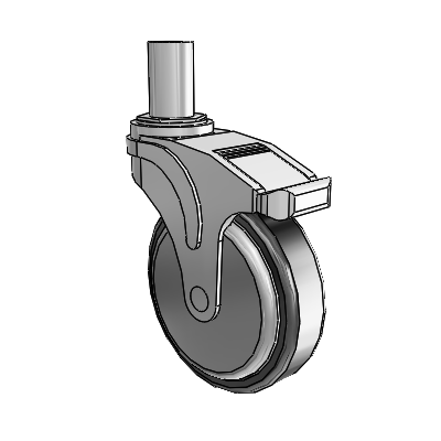 Next Generation Round Stem Swivel Caster with 5 x 1.25 Santoprene Wheel and Directional Lock Brake