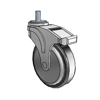 Next Generation Threaded Stem Swivel Caster with 5 x 1.25 Santoprene Wheel and Directional Lock Brake