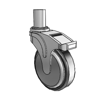 Next Generation Round Stem (Rigid) Caster with 5 x 1.25 Santoprene Wheel and Rigid Brake