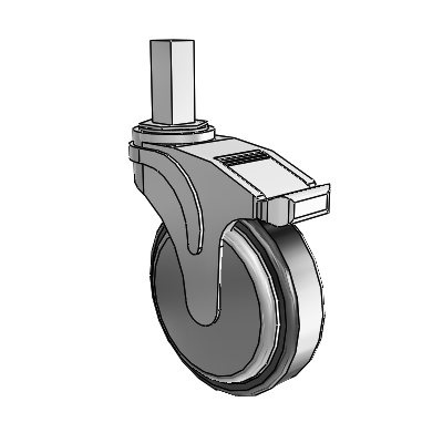 Next Generation Square Stem (Rigid) Caster with 5 x 1.25 Santoprene Wheel and Rigid Brake
