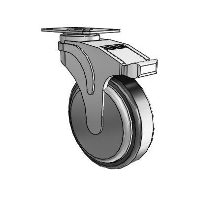 Next Generation Top Plate Rigid Caster with 5 x 1.25 Santoprene Wheel and Rigid Brake