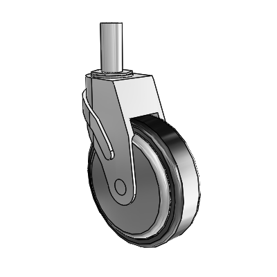 Next Generation Round Stem Swivel Caster with 5 x 1.25 Santoprene Wheel