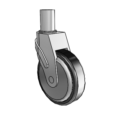Next Generation Round Stem Swivel Caster with 5 x 1.25 Santoprene Wheel