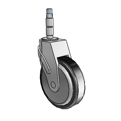 Next Generation Expanding Adapter Stem Swivel Caster with 5 x 1.25 Santoprene Wheel