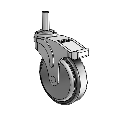 Next Generation Grip Ring Stem Swivel Caster with 5 x 1.25 Santoprene Wheel and Total Lock Brake