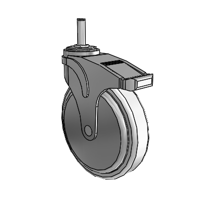 Next Generation Grip Ring Stem Swivel Caster with 6 x 1.25 Antimicrobial Rubber Wheel and Directional Lock Brake