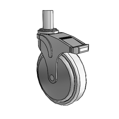 Next Generation Round Stem Swivel Caster with 6 x 1.25 Antimicrobial Rubber Wheel and Directional Lock Brake