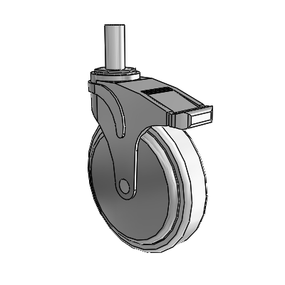 Next Generation Round Stem Swivel Caster with 6 x 1.25 Antimicrobial Rubber Wheel and Directional Lock Brake