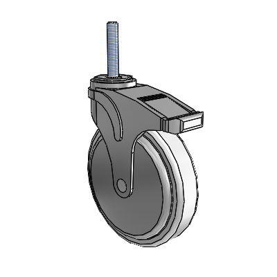 Next Generation Threaded Stem Swivel Caster with 6 x 1.25 Antimicrobial Rubber Wheel and Directional Lock Brake