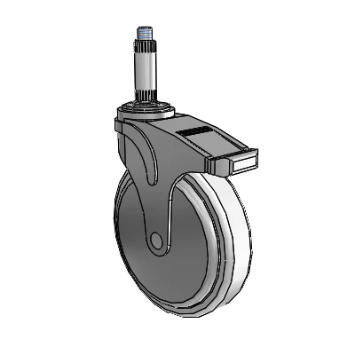 Next Generation Expanding Adapter Stem Swivel Caster with 6 x 1.25 Antimicrobial Rubber Wheel and Directional Lock Brake