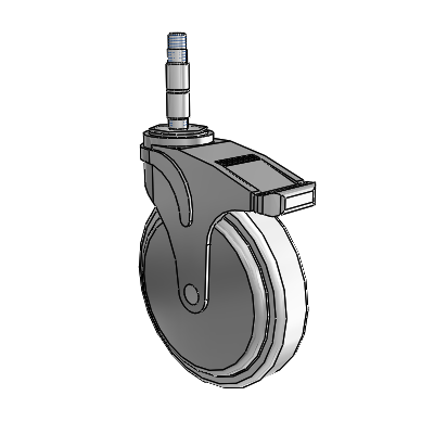 Next Generation Expanding Adapter Stem Swivel Caster with 6 x 1.25 Antimicrobial Rubber Wheel and Directional Lock Brake