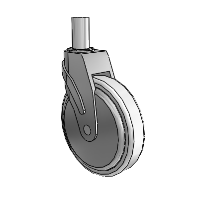 Next Generation Round Stem Swivel Caster with 6 x 1.25 Antimicrobial Rubber Wheel