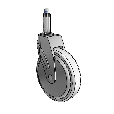 Next Generation Expanding Adapter Stem Swivel Caster with 6 x 1.25 Antimicrobial Rubber Wheel