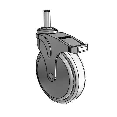 Next Generation Grip Ring Stem Swivel Caster with 6 x 1.25 Antimicrobial Rubber Wheel and Total Lock Brake
