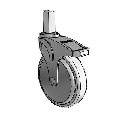 Next Generation Square Stem Swivel Caster with 6 x 1.25 Antimicrobial Rubber Wheel and Total Lock Brake