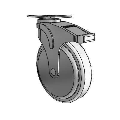 Next Generation Top Plate Swivel Caster with 6 x 1.25 Antimicrobial Rubber Wheel and Total Lock Brake