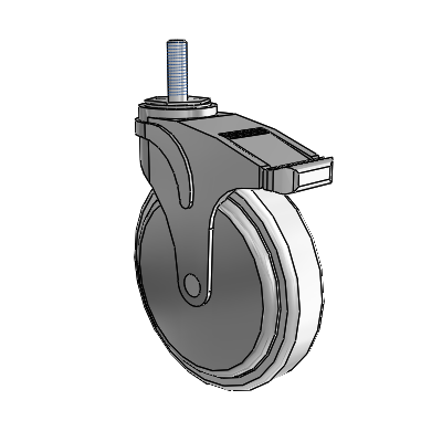 Next Generation Threaded Stem Swivel Caster with 6 x 1.25 Antimicrobial Rubber Wheel and Total Lock Brake