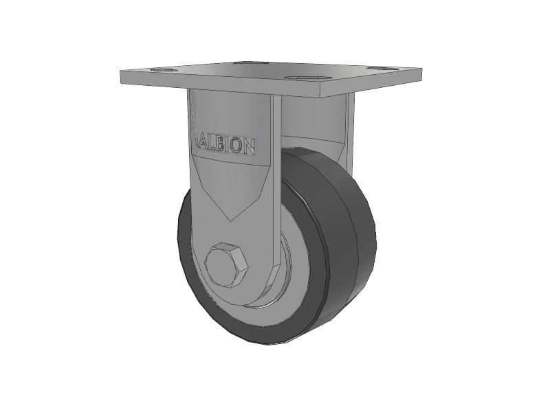 16 Series Top Plate Rigid Caster with 4 x 2 Grey Tread on Grey Polypropylene Core XA - Polyurethane (Polypropylene Core) Wheel