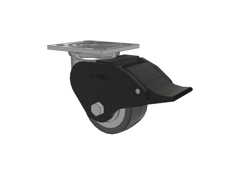 16 Series Top Plate Swivel Caster with 4 x 2 Grey Tread on Grey Polypropylene Core XA - Polyurethane (Polypropylene Core) Wheel and Total Lock Brake