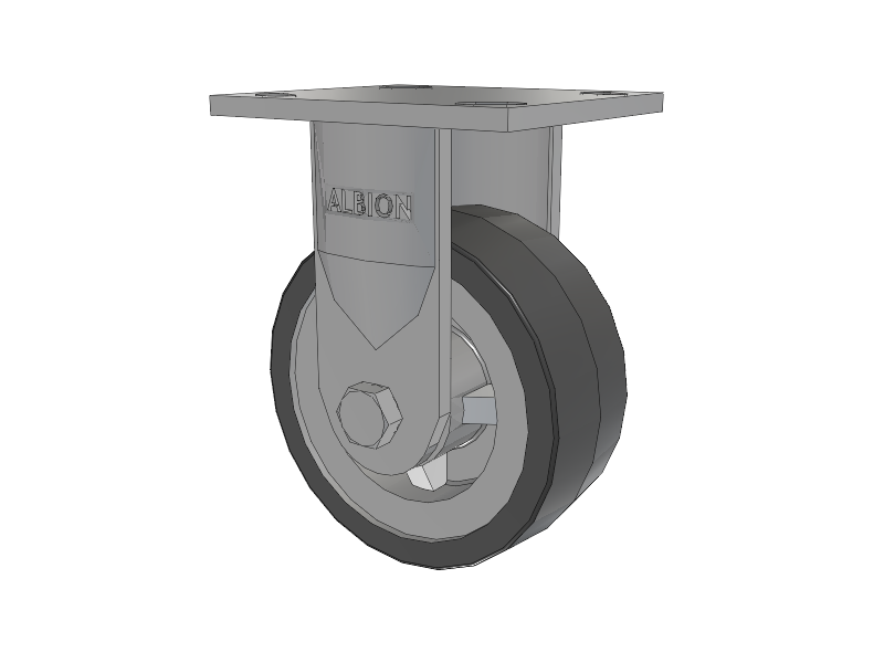 16 Series Top Plate Rigid Caster with 5 x 2 Grey Tread on Grey Polypropylene Core XA - Polyurethane (Polypropylene Core) Wheel