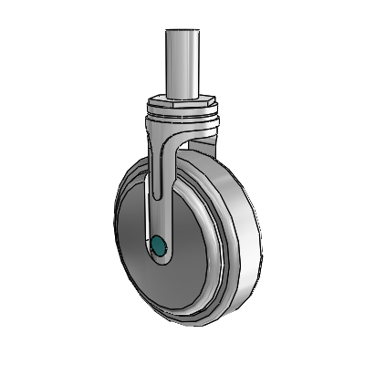 Next Generation Round Stem Rigid Caster with 5 x 1.25 QuikStart Wheel