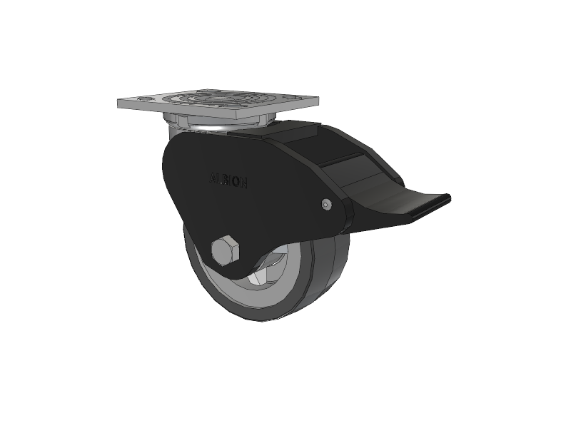 16 Series Top Plate Swivel Caster with 5 x 2 Grey Tread on Grey Polypropylene Core XA - Polyurethane (Polypropylene Core) Wheel and Total Lock Brake