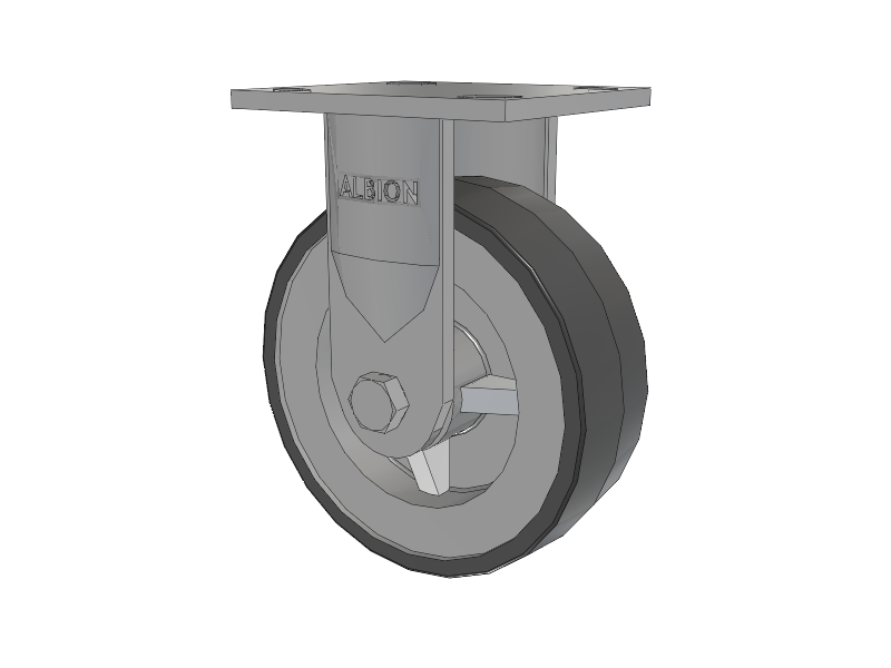 16 Series Top Plate Rigid Caster with 6 x 2 Grey Tread on Grey Polypropylene Core XA - Polyurethane (Polypropylene Core) Wheel