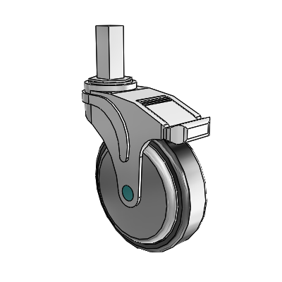 Next Generation Square Stem Swivel Caster with 5 x 1.25 Santoprene Wheel and Directional Lock Brake