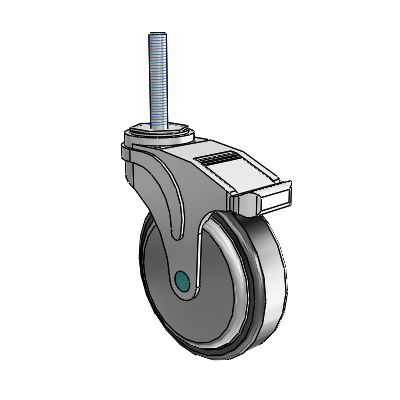 Next Generation Threaded Stem Swivel Caster with 5 x 1.25 Santoprene Wheel and Directional Lock Brake