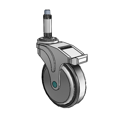 Next Generation Expanding Adapter Swivel Caster with 5 x 1.25 Santoprene Wheel Directional Lock