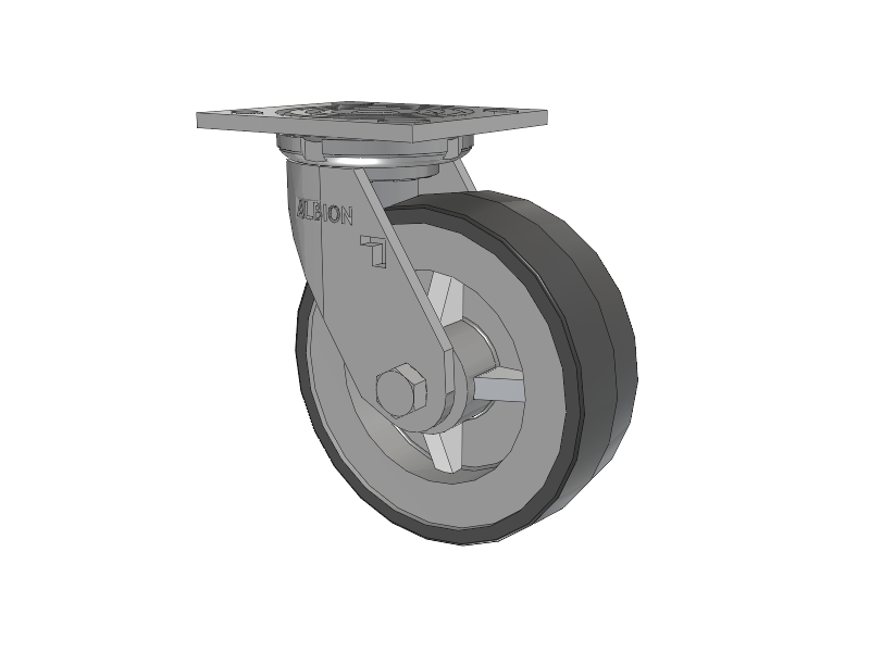16 Series Top Plate Swivel Caster with 6 x 2 Grey Tread on Grey Polypropylene Core XA - Polyurethane (Polypropylene Core) Wheel