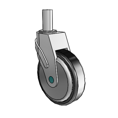 Next Generation Round Stem Swivel Caster with 5 x 1.25 Santoprene Wheel