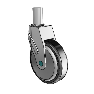 Next Generation Round Stem Swivel Caster with 5 x 1.25 Santoprene Wheel
