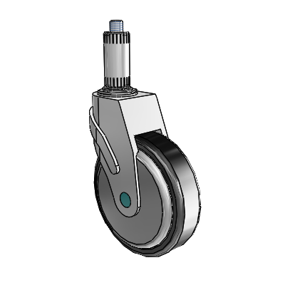 Next Generation Expanding Adapter Swivel Caster with 5 x 1.25 Santoprene Wheel