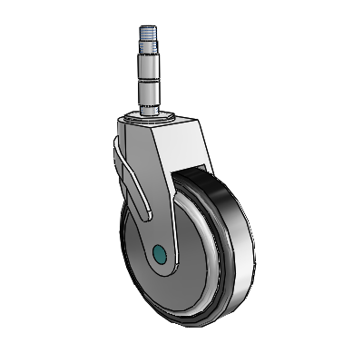 Next Generation Expanding Adapter Swivel Caster with 5 x 1.25 Santoprene Wheel