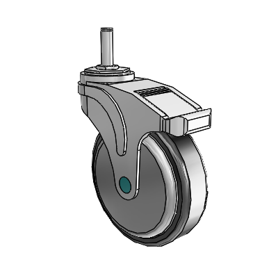 Next Generation Grip Ring Swivel Caster with 5 x 1.25 Santoprene Wheel and Total Lock Brake