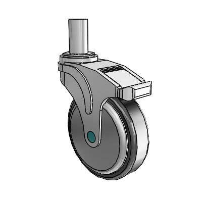 Next Generation Round Stem Swivel Caster with 5 x 1.25 Santoprene Wheel and Total Lock Brake