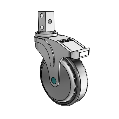 Next Generation Square Stem Swivel Caster with 5 x 1.25 Santoprene Wheel and Total Lock Brake