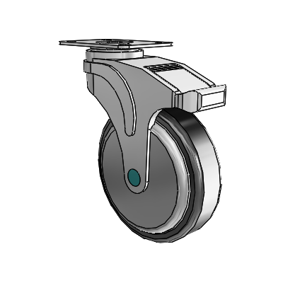 Next Generation Top Plate Swivel Caster with 5 x 1.25 Santoprene Wheel and Total Lock Brake