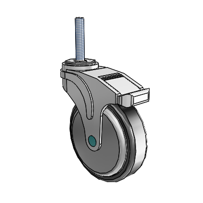 Next Generation Threaded Stem Swivel Caster with 5 x 1.25 Santoprene Wheel and Total Lock Brake