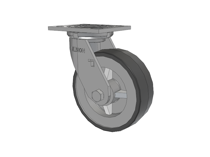 16 Series Top Plate Swivel Caster with 6 x 2 Grey Tread on Grey Polypropylene Core XA - Polyurethane (Polypropylene Core) Wheel