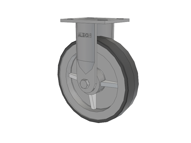 16 Series Top Plate Rigid Caster with 8 x 2 Grey Tread on Grey Polypropylene Core XA - Polyurethane (Polypropylene Core) Wheel