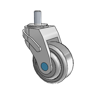 Next Generation Stainless Threaded Stem Grey Nyon with Blue Axle Cap Swivel Caster with 3 x 1.25 QuikStart Wheel