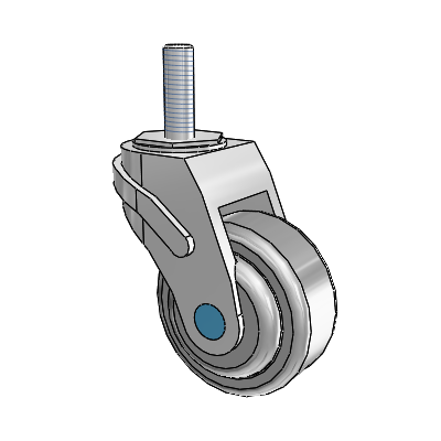 Next Generation Stainless Threaded Stem Grey Nyon with Blue Axle Cap Swivel Caster with 3 x 1.25 QuikStart Wheel