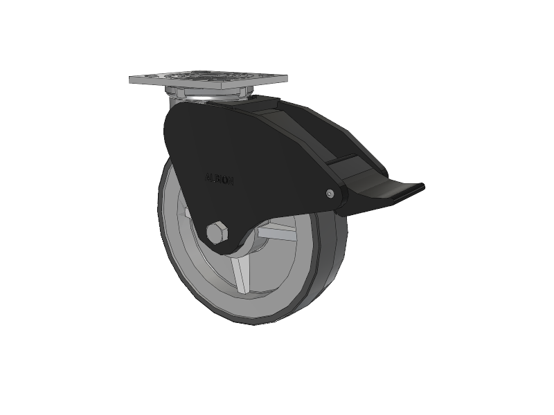 16 Series Top Plate Swivel Caster with 8 x 2 Grey Tread on Grey Polypropylene Core XA - Polyurethane (Polypropylene Core) Wheel and Total Lock Brake