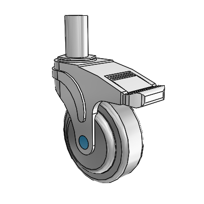 Next Generation Round Stem Swivel Caster with 4 x 1.25 QuikStart Wheel and Total Lock Brake