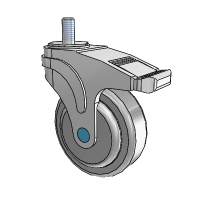 Next Generation Stainless Threaded Stem Grey Nyon with Blue Axle Cap Swivel Caster with 4 x 1.25 QuikStart Wheel and Total Lock