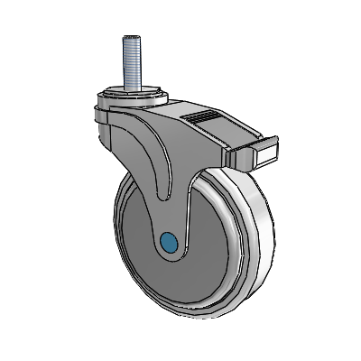 Next Generation Stainless Threaded Stem Grey Nyon with Blue Axle Cap Swivel Caster with 5 x 1.25 Antimicrobial Rubber Wheel and Directional Lock Brake